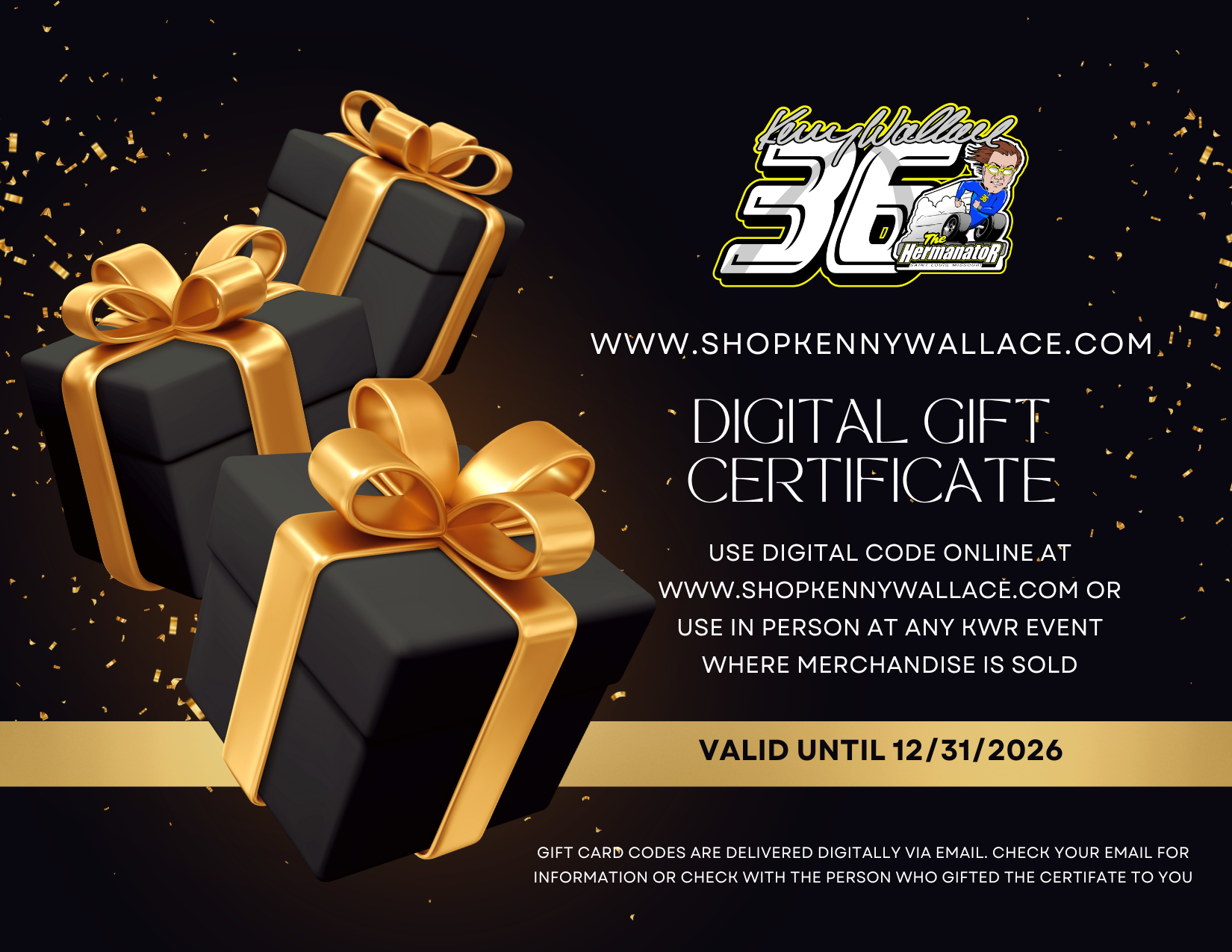 Shop Kenny Wallace Digital Gift Certificate